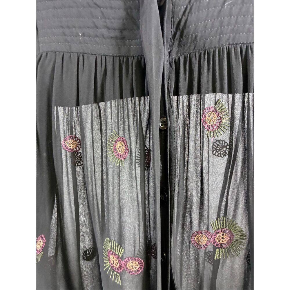 Antik Batik Sheer Embroidered Long Sleeve Blouse in Black Size S - Picture 4 of 11